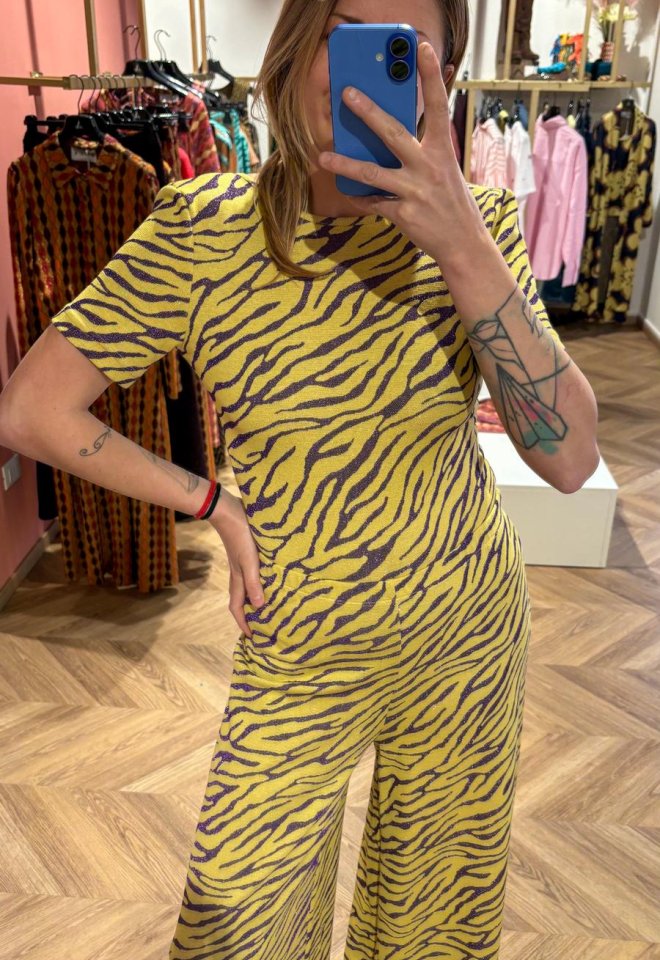 Body Mela Zebra Giallo in Viscosa e Lurex – Luce Studio -  S