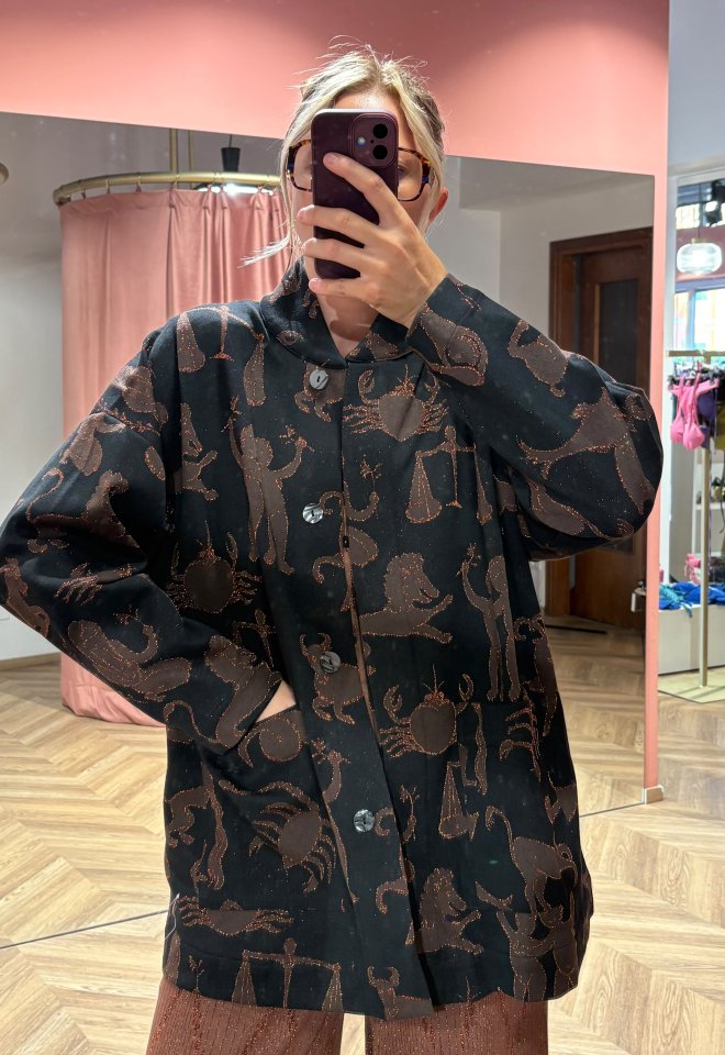 Giacca Kimono Over in Jacquard Zodiaco -  XS/S