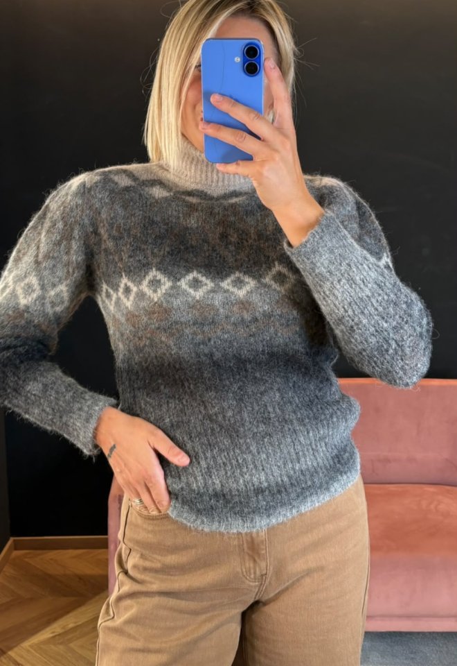 Maglione a Collo Alto con Fantasia – Chiara Bertani -  S