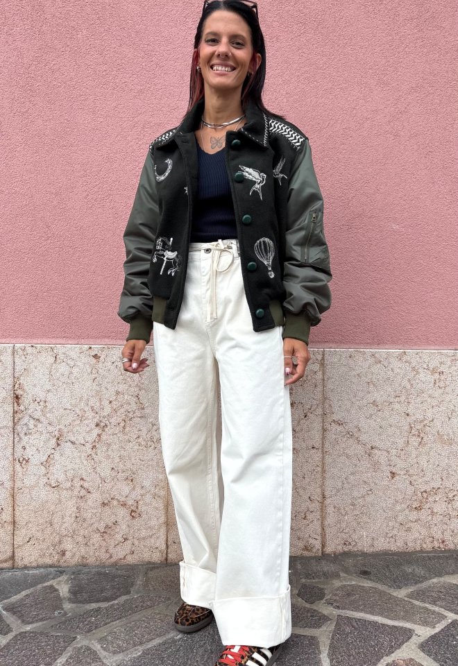 Jeans Wide Fit Gabardine Ecrù – Front Street -  S