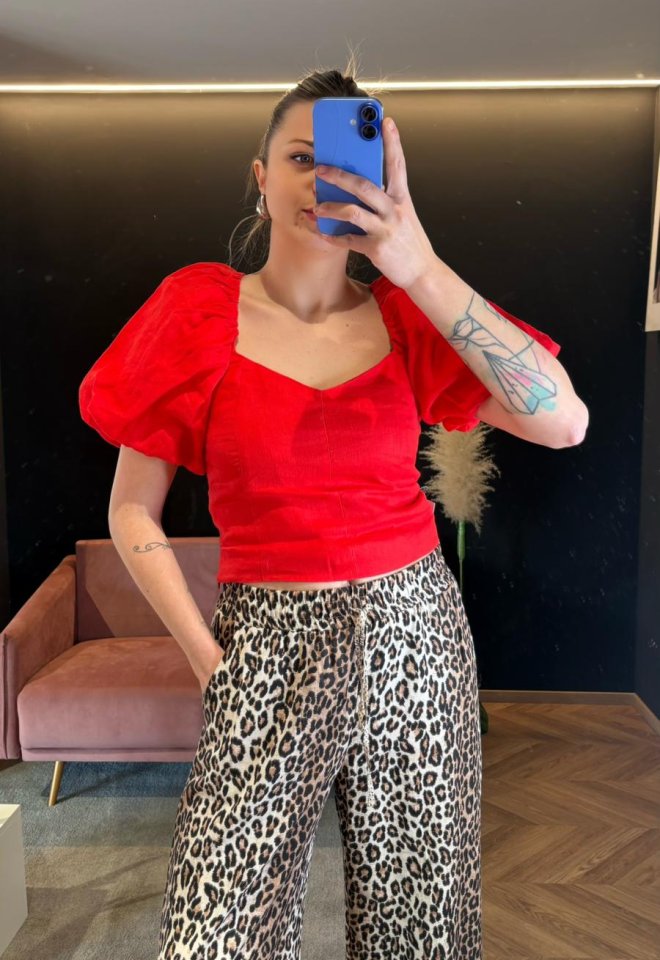 Audrina Linen Top – Red | Twist & Tango -  S