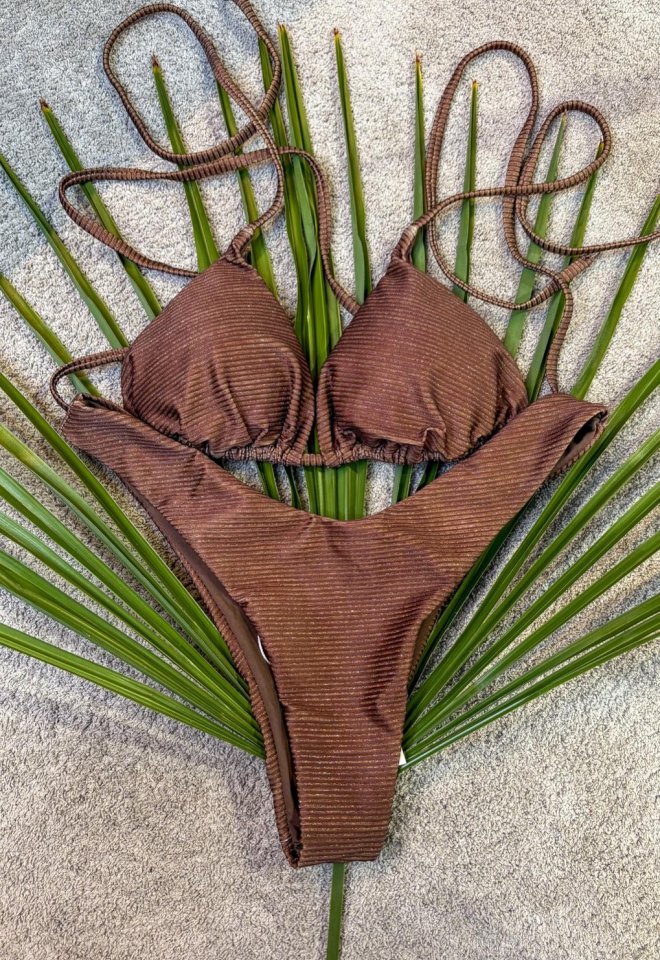 Bikini triangolo marrone lurex Mina – Matinée -  S