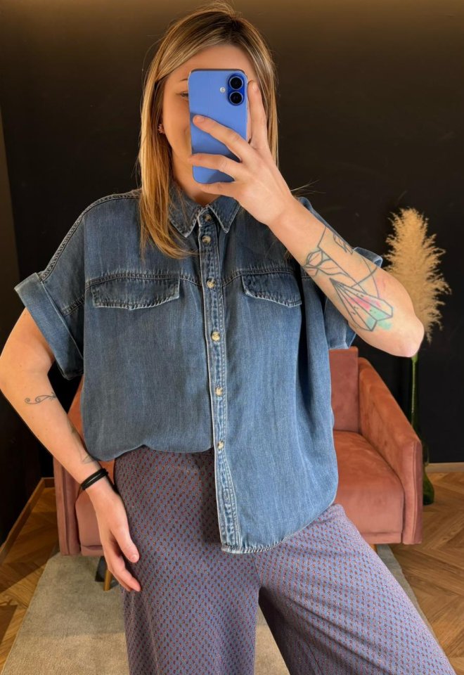 Camicia Denim Manica Corta -  S