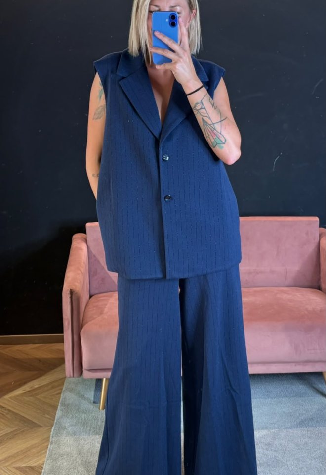 Pantalone Paloma Gessato Blu – Luce Studio -  S