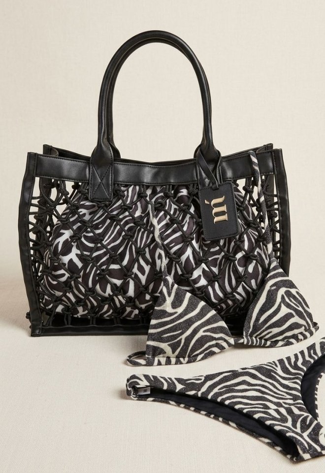 ote Bag a Rete Nera Interno Zebrato – C - Nero