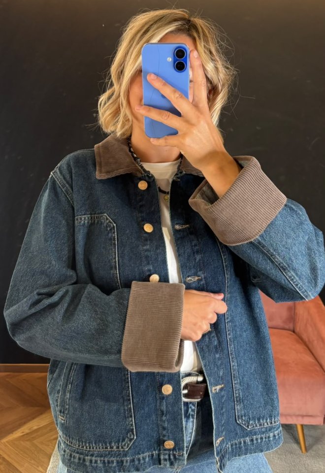 Giacca di Jeans con Colletto in Velluto  -  XS/S
