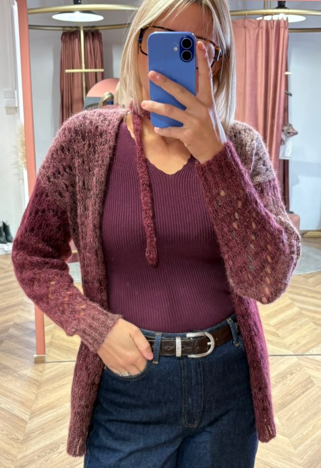 Cardigan Kimono Lurex in Fine Alpaca - Chiara Bertani -  S
