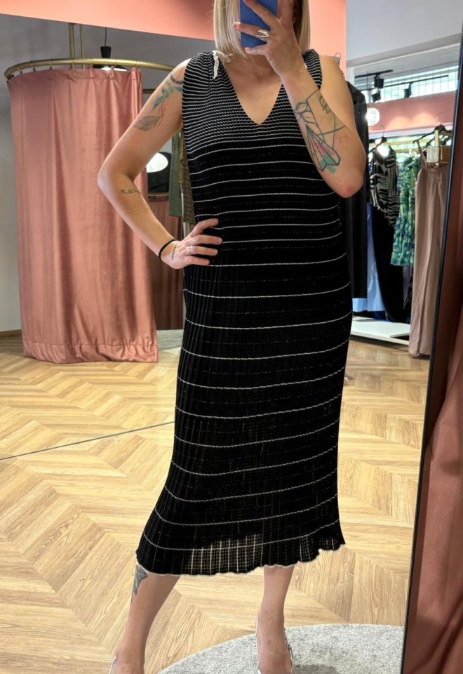 Abito Lungo Plissettato in Cotone Pima e Lurex – Chiara Bertani -  S