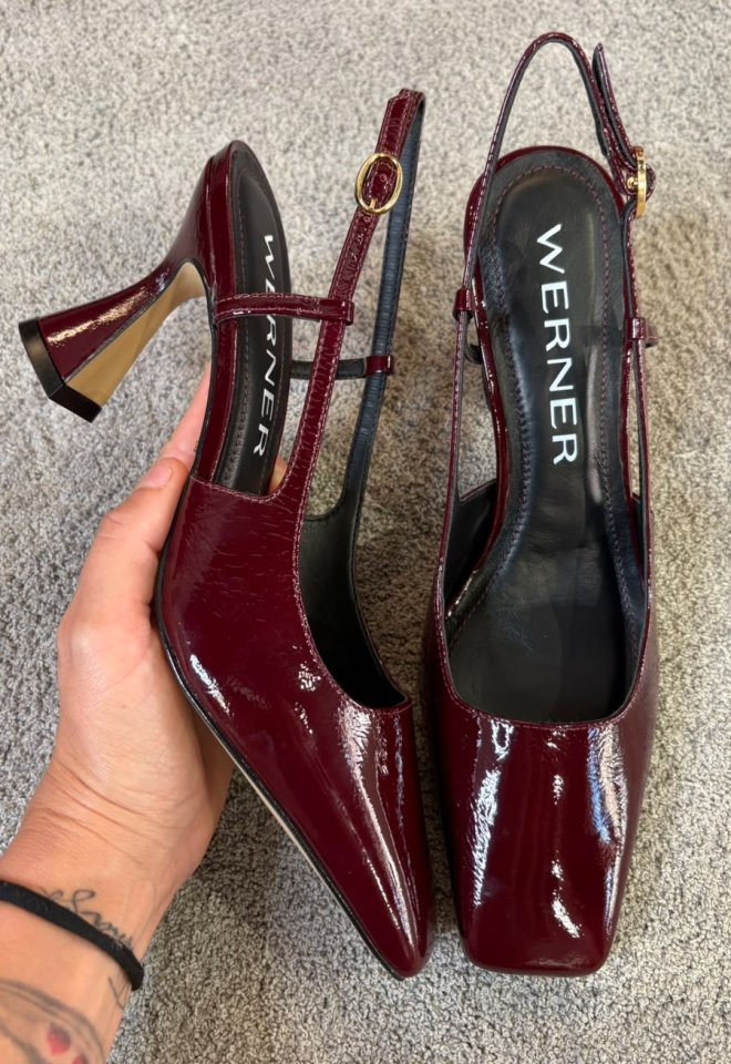 Slingback in Pelle Verniciata Bordeaux - Werner -  37
