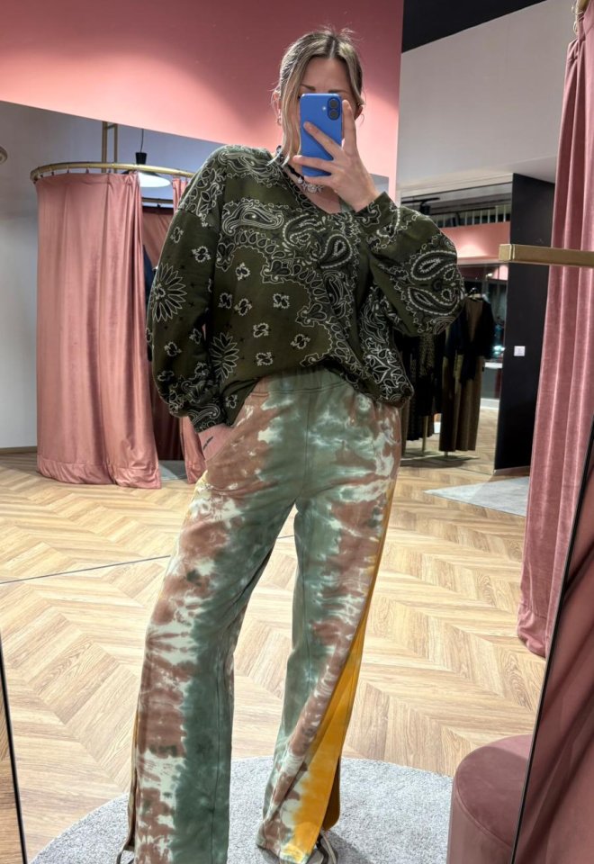 Pantalone Tie-Dye Army in Cotone Garzato – Gamba Ampia con Spacco | Dont Made in Italy -  XS/S