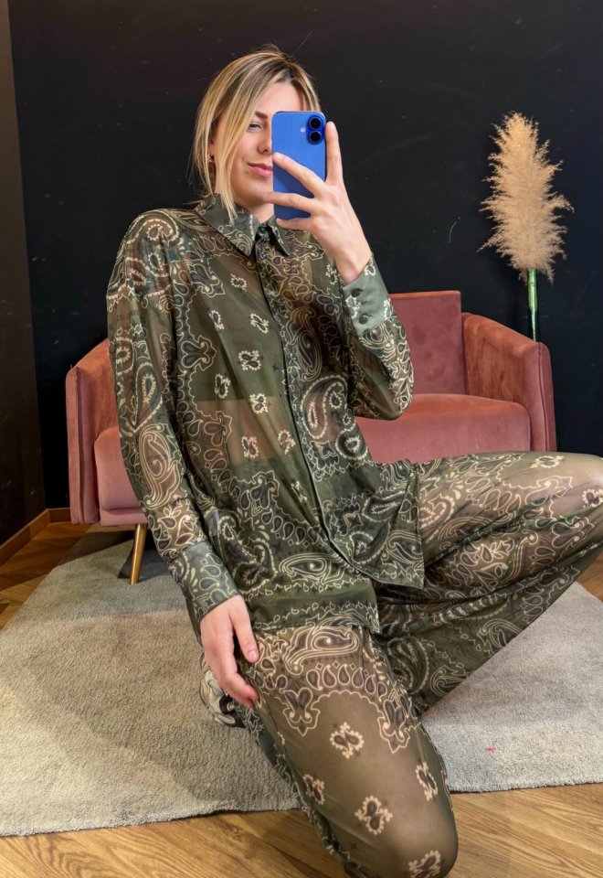 Maxi Camicia Oversize Mesh Bandana Army – Made in Italy -  XS/S