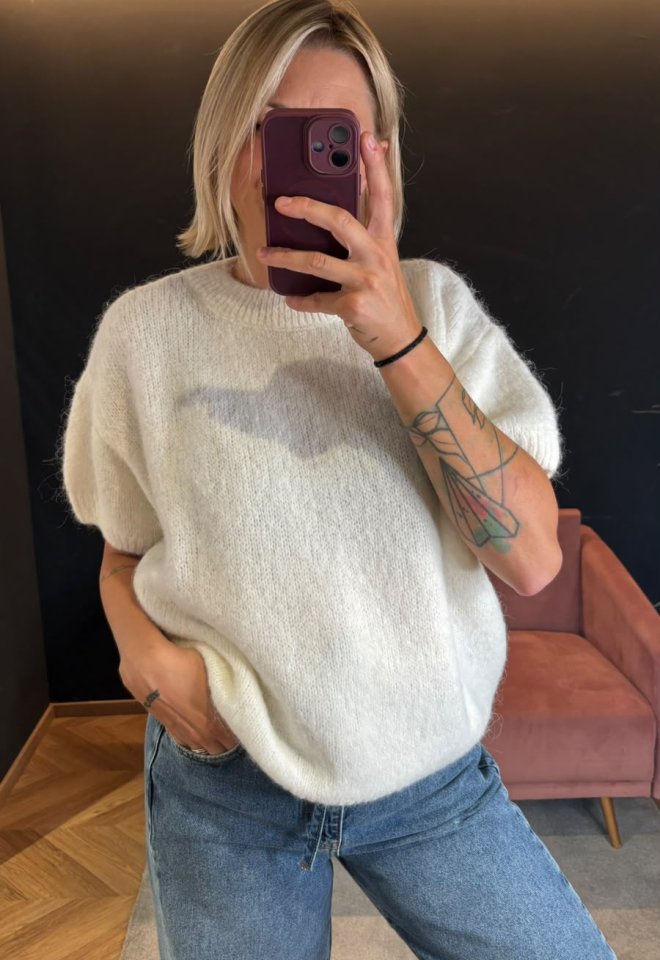 Maglione Fluffy a Manica Corta – Front Street -  S