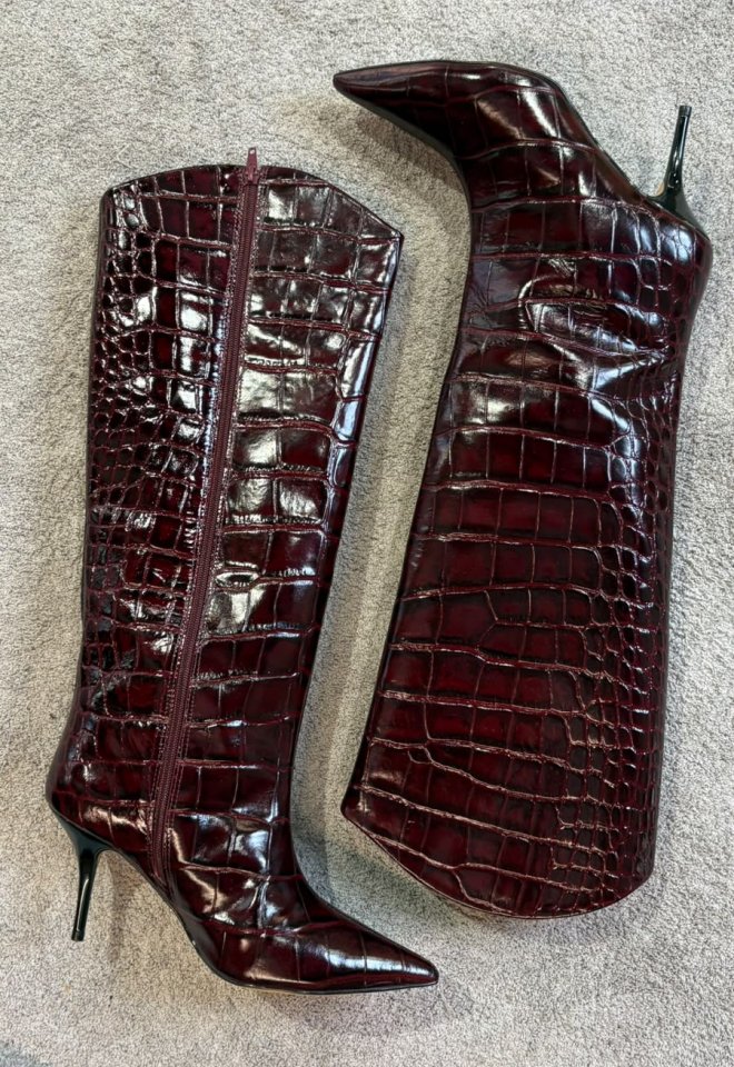 Stivale al Ginocchio in pelle Bordeaux -  37