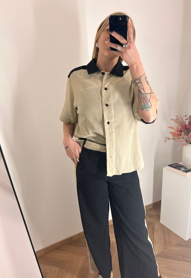 Bicolor line blouse -  M