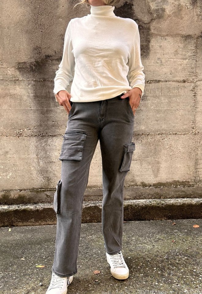 denim cargo - Grigio -  L
