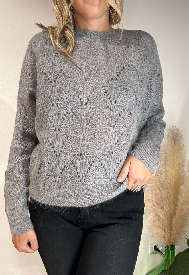 Maglione traforato lana - Grigio -  M
