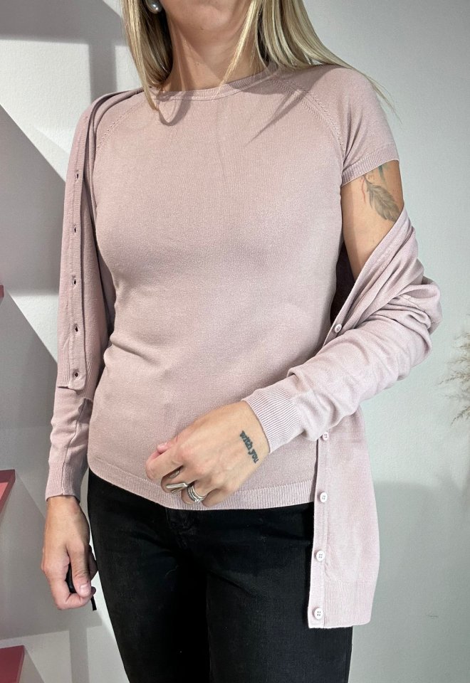 cardigan in viscosa - Rosa -  L