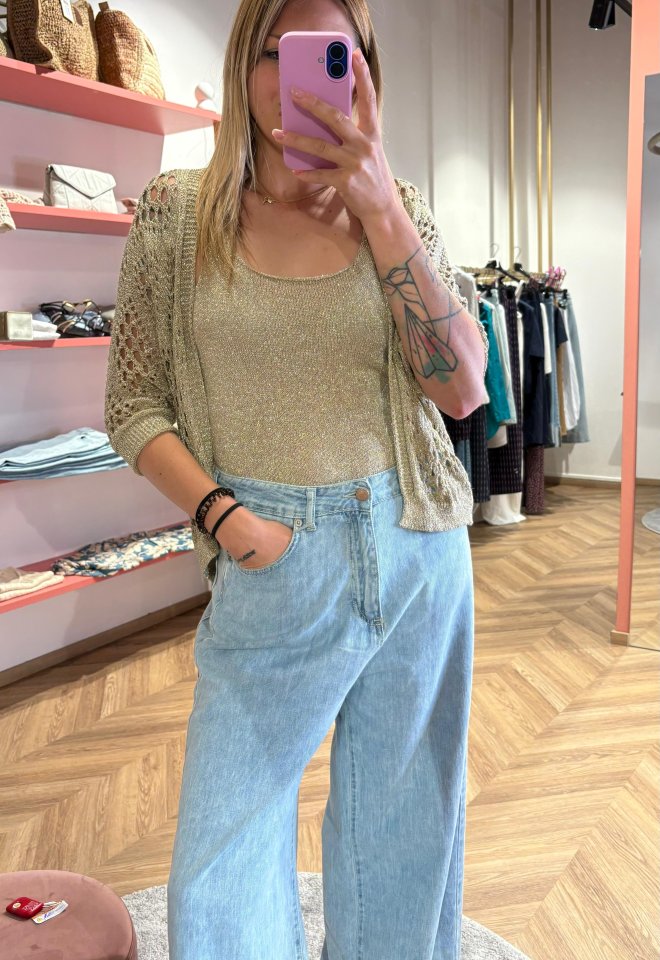 Cardigan traforato oro -  XS/S