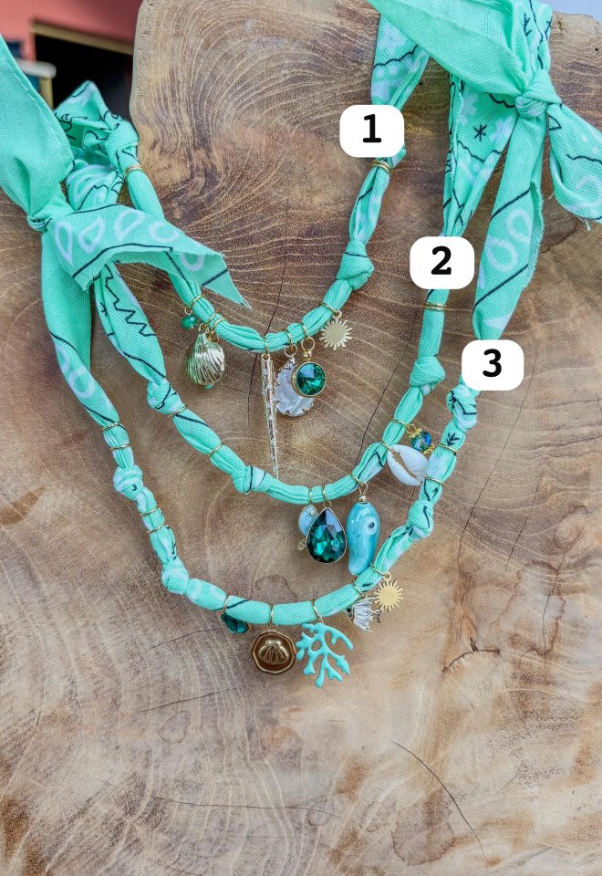 Collana bandana verde acqua -  1