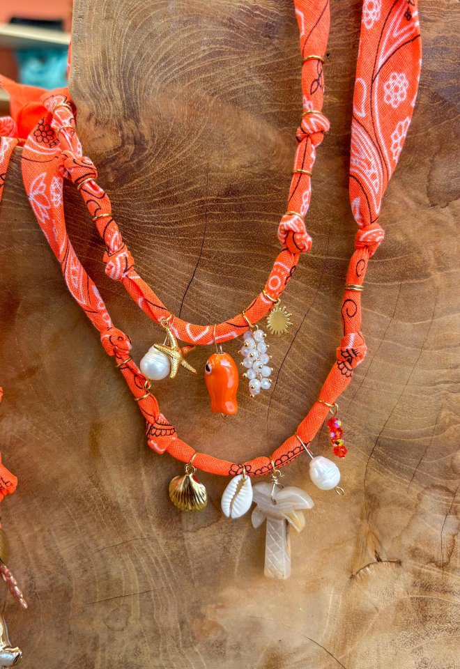 Collana Bandana Arancio Fluo -  1
