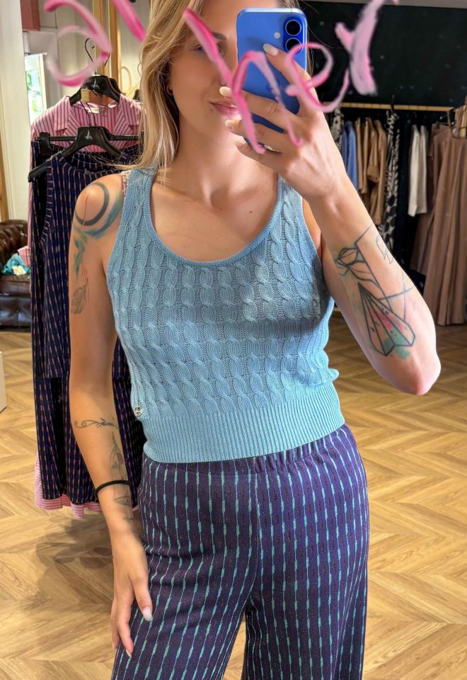 Top azzurro polvere -  S