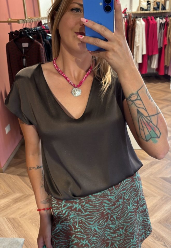 Blusa in viscosa Marrone -  taglia unica