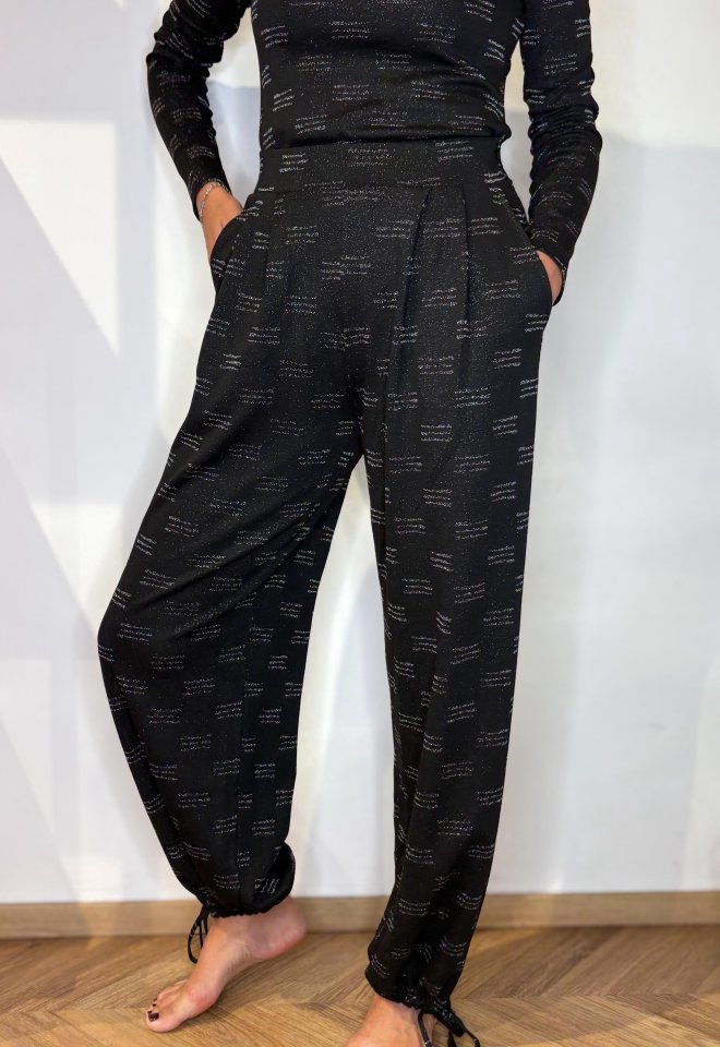 Pantalone Pedro Nero in Lurex Antrancite -  S
