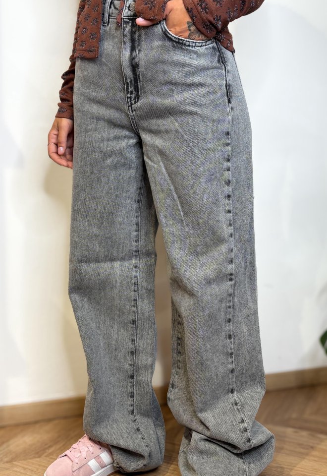 Denim Nubrooklyn Grigio Chiaro Wide Leg - Grigio -  38