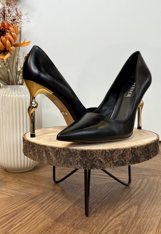 Décolleté nero tacco Dorato - Nero -  37