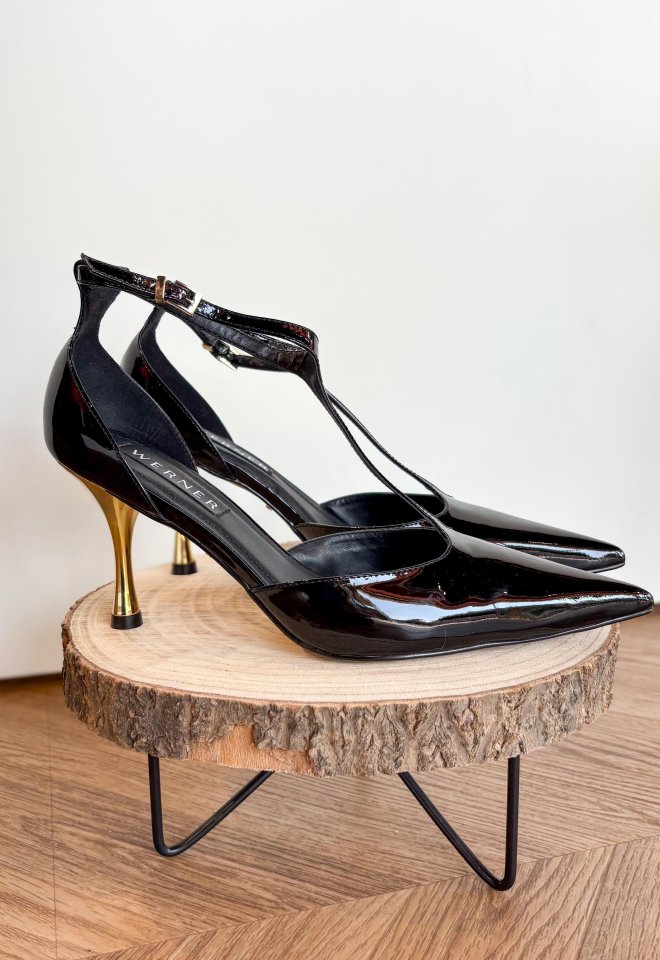Décolleté Werner nera in Vernice - Nero -  37