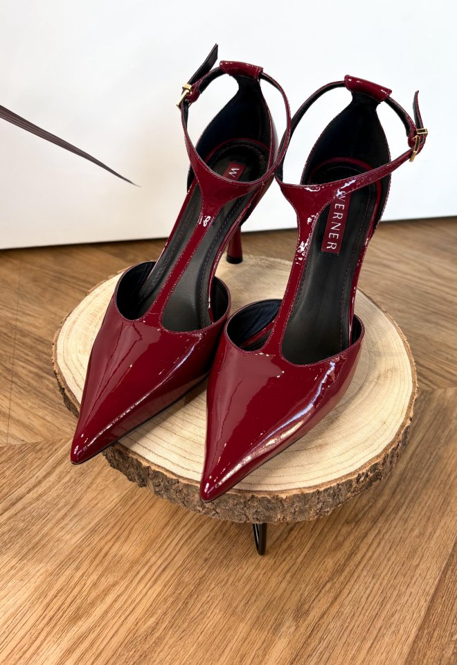 Décolleté Bordeaux Verniciata con Cinturino T-bar – Werner - Bordeaux -  37