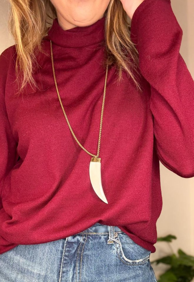 Collana artigianale “Zanna d’osso” con catena oro 24k — Gypsy Chic Lovers