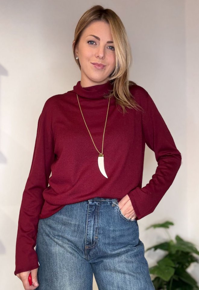 Maglia lupetto in pura lana vergine — color bordeaux - Bordeaux -  S