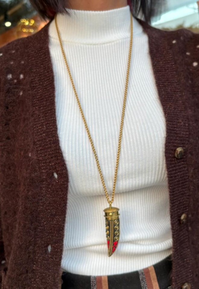 Collana Capsula tribale dorata con dettagli rossi – Gipsy Chic Lovers