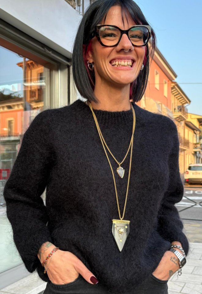 Maglione effetto mohair spazzolato nero – Agnese per Agnese - Nero -  S