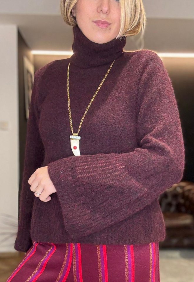 Maglione Chiara Bertani in Baby Alpaca – Collo Alto, Manica Ampia -  S