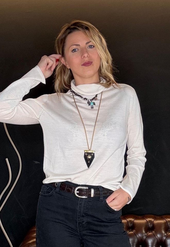 Dolcevita basico in lana merino ultra-leggero - Bianco -  S