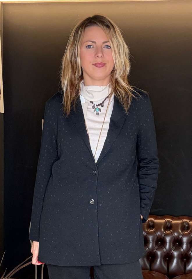 Giacca “Caraibi” in fantasia coriandolo nero – Luce Studio -  S