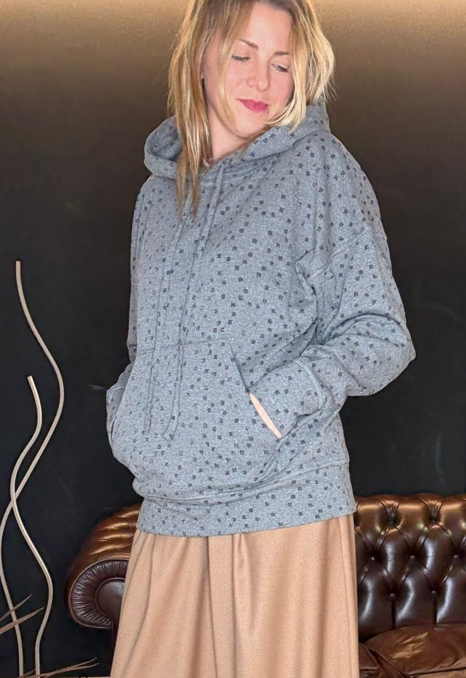  Felpa grigia oversize con cappuccio Luce Studio – con tasche frontali -  XS