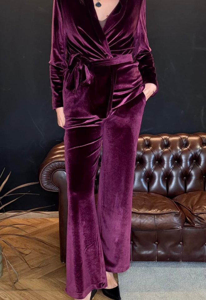 Pantalone in velluto porpora gamba dritta – B.Limousine -  S