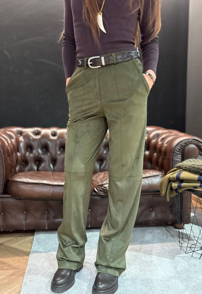Pantalone effetto scamosciato – Eclà - Verde  -  46