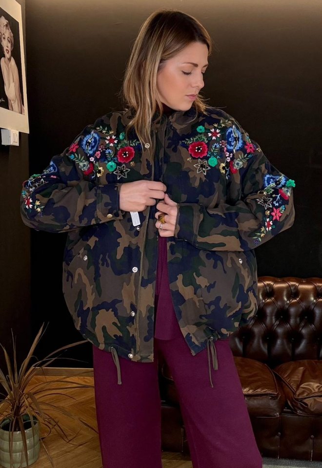 Bomber camouflage ricamato con interno teddy – Front Street -  S