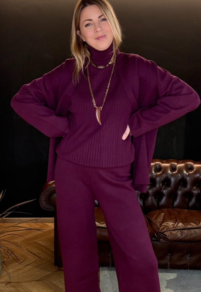 Coordinato in viscosa 3 pezzi con lupetto smanicato – Giulia Matilda -  S