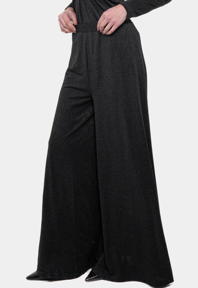 Pantalone Palazzo Lola in jersey lurex Nero -  S