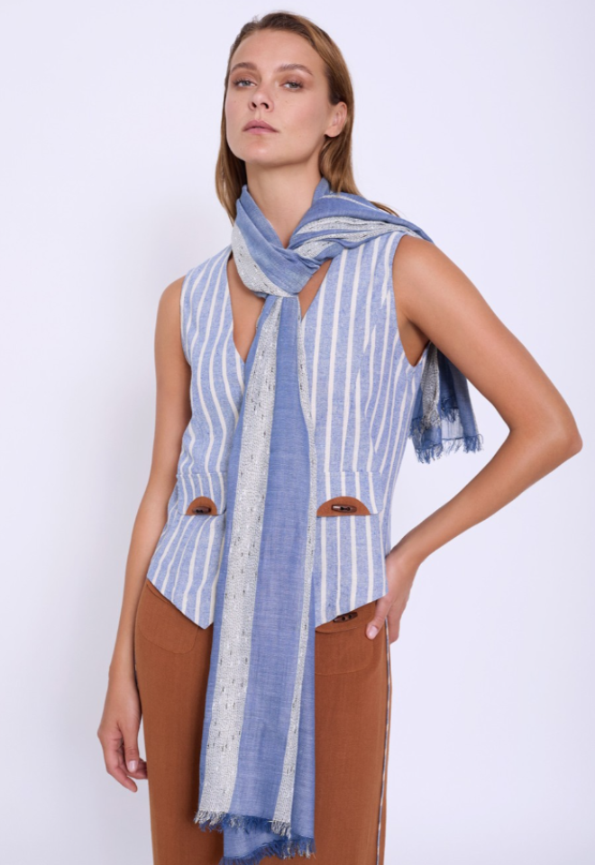 Sciarpa in viscosa blu - Blu
