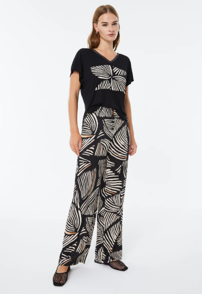 Pantalone stampa - Nero -  42