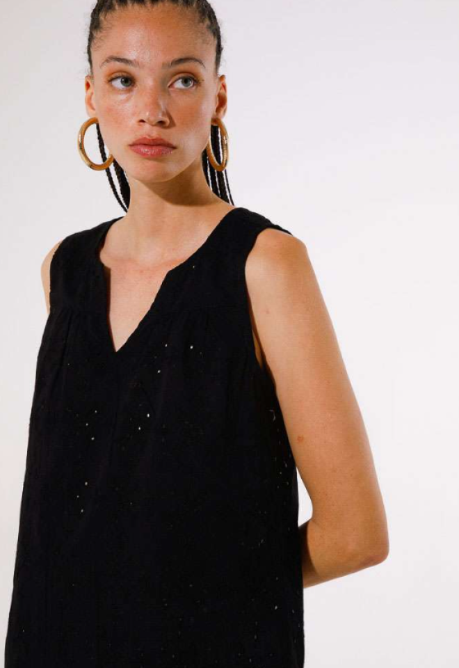 Blusa in Sangallo - Nero -  S