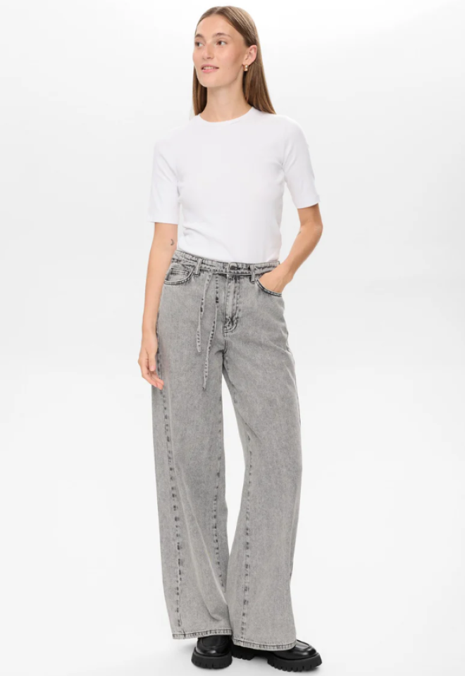 Denim Nubrooklyn Grigio Chiaro Wide Leg - Grigio -  38