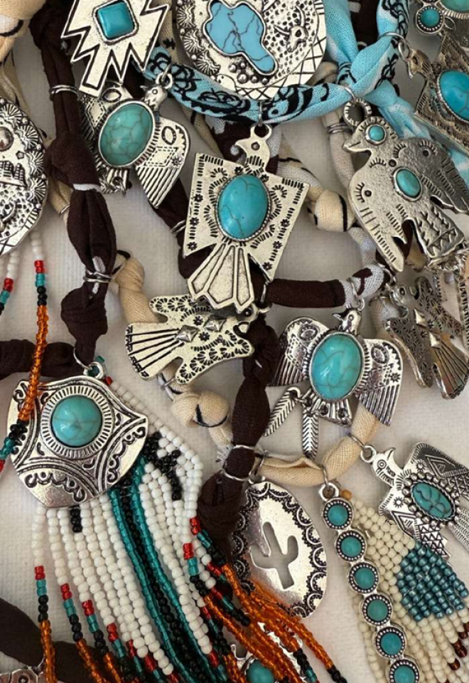 Collana Badhnati “Apache” – Argento e Turchese | Stile Boho Western Artigianale -  1
