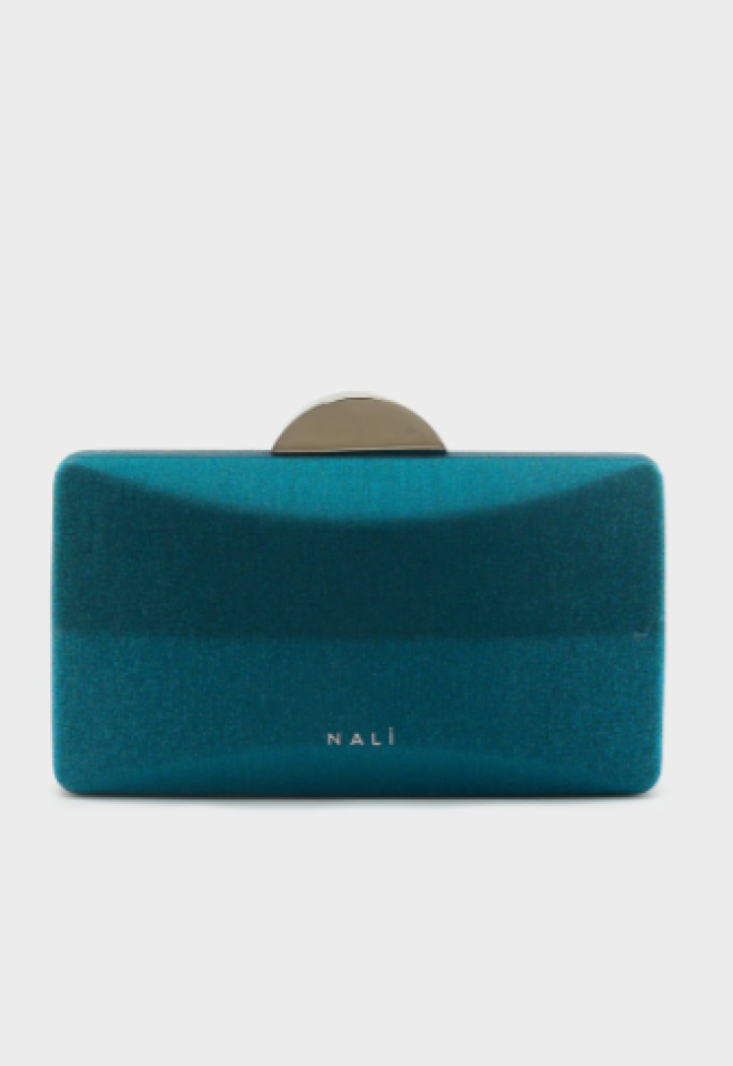 Clutch Misha Nalì in tessuto – Blu con manico metallico - Blu